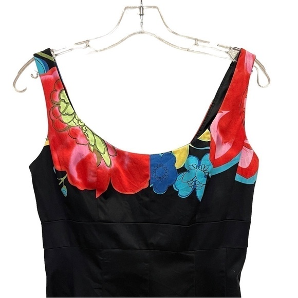 NINE WEST Black Floral Graphic A-Line Party Dress, Sundress, Size 6 - Picture 13 of 16